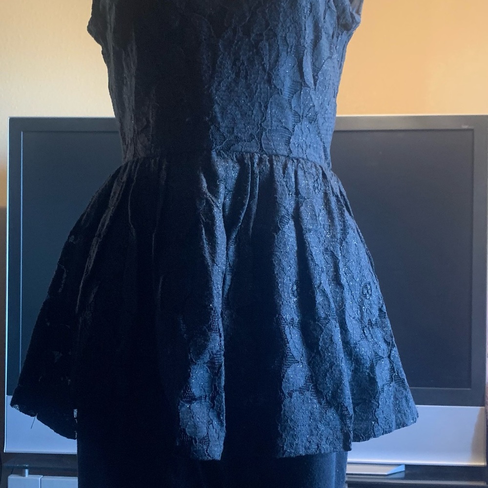 Elegant Black Lace Peplum Top